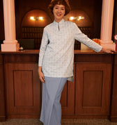 The Early Check - in Collection Women Mandarin Collar Kurung Top in Snowflake Print - Umbi