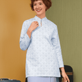 The Early Check - in Collection Women Mandarin Collar Kurung Top in Snowflake Print - Umbi