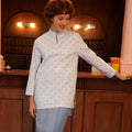 The Early Check - in Collection Women Mandarin Collar Kurung Top in Snowflake Print - Umbi