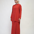 The Early Check - in Collection Women Mandarin Collar Kurung Top in Terracotta - Umbi