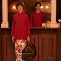 The Early Check - in Collection Women Mandarin Collar Kurung Top in Terracotta - Umbi