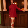 The Early Check - in Collection Women Mandarin Collar Kurung Top in Terracotta - Umbi