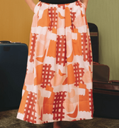 The Early Check - in Collection Women Pleated Flare Skirt in Cranberry Print - Umbi