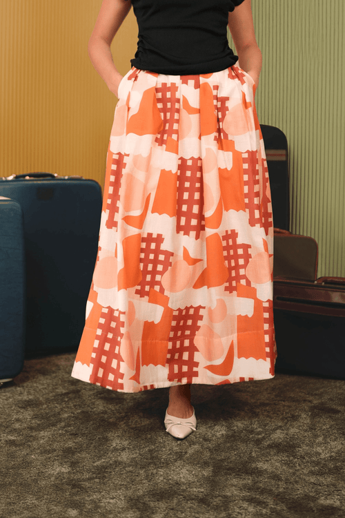 The Early Check-in Collection Women Flare Skirt in Cranberry Print