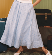 The Early Check - in Collection Women Pleated Flare Skirt in Snowflake Print - Umbi