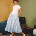 The Early Check - in Collection Women Pleated Flare Skirt in Snowflake Print - Umbi