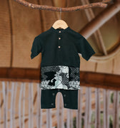 The Embun Collection Baby Boy Baju Melayu 3 - in - 1 in Black & White Banjaran Print - Umbi