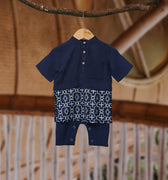 The Embun Collection Baby Boy Baju Melayu 3 - in - 1 in Blue Gemilang Print - Umbi