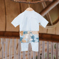The Embun Collection Baby Boy Baju Melayu 3 - in - 1 in Blue & Olive Banjaran Print - Umbi