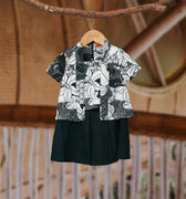 The Embun Collection Baby Girl Kebaya Dress in Black & White Banjaran Print - Umbi