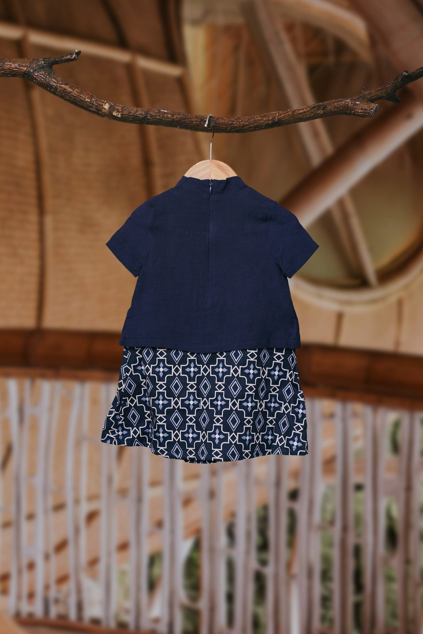 The Embun Collection Baby Girl Kebaya Dress in Blue Gemilang Print - Umbi