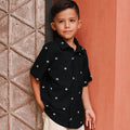 The Embun Collection Boy Holiday Shirt in Black Pelita Print - Umbi