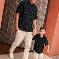 The Embun Collection Boy Holiday Shirt in Black Pelita Print - Umbi