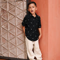 The Embun Collection Boy Holiday Shirt in Black Pelita Print - Umbi