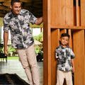 The Embun Collection Boy Holiday Shirt in Black & White Banjaran Print - Umbi