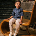The Embun Collection Boy Holiday Shirt in Blue Gemilang Print - Umbi