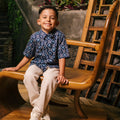 The Embun Collection Boy Holiday Shirt in Blue Gemilang Print - Umbi