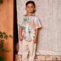 The Embun Collection Boy Holiday Shirt in Blue & Olive Banjaran Print - Umbi