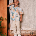 The Embun Collection Boy Holiday Shirt in Blue & Olive Banjaran Print - Umbi