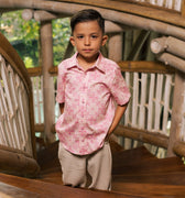 The Embun Collection Boy Holiday Shirt in Mawar Print - Umbi