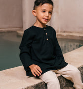 The Embun Collection Boy Kurta in Black - Umbi