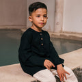 The Embun Collection Boy Kurta in Black - Umbi