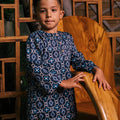 The Embun Collection Boy Kurta in Blue Gemilang Print - Umbi