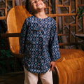 The Embun Collection Boy Kurta in Blue Gemilang Print - Umbi