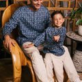 The Embun Collection Boy Kurta in Blue Gemilang Print - Umbi