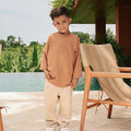 The Embun Collection Boy Kurta in Brown Diamond Print - Umbi