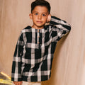 The Embun Collection Boy Kurta in Checked Black - Umbi