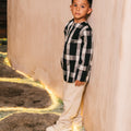 The Embun Collection Boy Kurta in Checked Black - Umbi