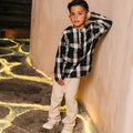 The Embun Collection Boy Kurta in Checked Black - Umbi