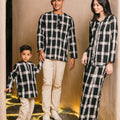 The Embun Collection Boy Kurta in Checked Black - Umbi
