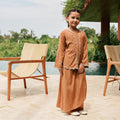 The Embun Collection Girl Embroidered Fitted Kebaya in Brown Diamond Print - Umbi
