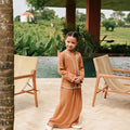 The Embun Collection Girl Embroidered Fitted Kebaya in Brown Diamond Print - Umbi