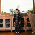 The Embun Collection Girl Embroidered Fitted Kebaya in Checked Brown - Umbi