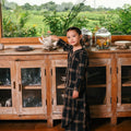 The Embun Collection Girl Embroidered Fitted Kebaya in Checked Brown - Umbi