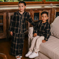 The Embun Collection Girl Embroidered Fitted Kebaya in Checked Brown - Umbi
