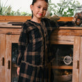 The Embun Collection Girl Embroidered Fitted Kebaya in Checked Brown - Umbi