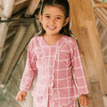 The Embun Collection Girl Embroidered Fitted Kebaya in Checked Pink - Umbi