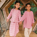 The Embun Collection Girl Embroidered Fitted Kebaya in Checked Pink - Umbi