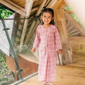 The Embun Collection Girl Embroidered Fitted Kebaya in Checked Pink - Umbi