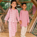 The Embun Collection Girl Embroidered Fitted Kebaya in Checked Pink - Umbi