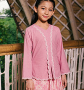 The Embun Collection Girl Embroidered Fitted Kebaya in Lavender Pink - Umbi