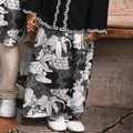 The Embun Collection Girl Instant Pareo Skirt in Black & White Banjaran Print - Umbi