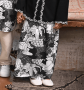 The Embun Collection Girl Instant Pareo Skirt in Black & White Banjaran Print - Umbi