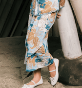 The Embun Collection Girl Instant Pareo Skirt in Blue & Olive Banjaran Print - Umbi