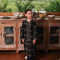 The Embun Collection Girl Instant Pareo Skirt in Checked Brown - Umbi