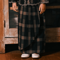 The Embun Collection Girl Instant Pareo Skirt in Checked Brown - Umbi